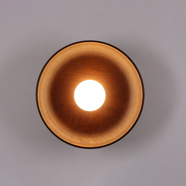 Round Disc Solid Wood Wall Lamp