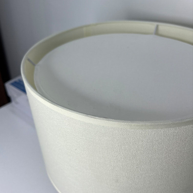 Fabric Drum Metal Column Table Lamp
