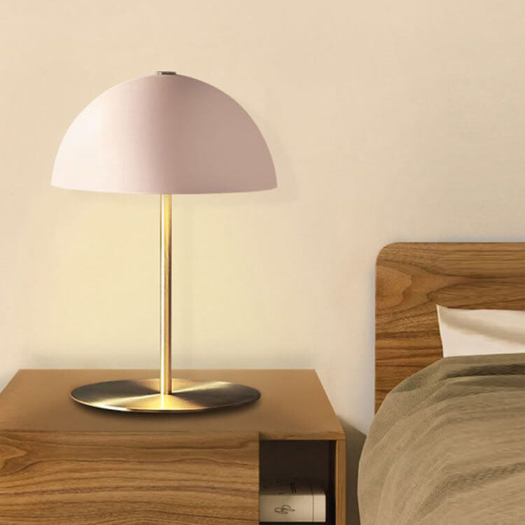 Pink Dome Copper Bedroom Table Lamp