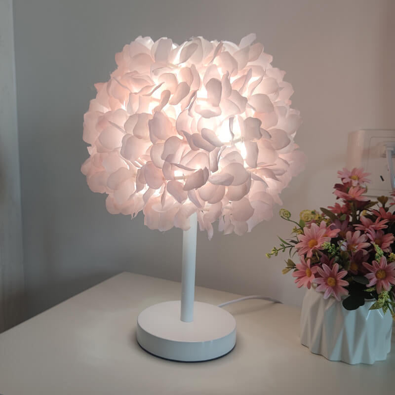 Fabric Flower Ball Table Lamp