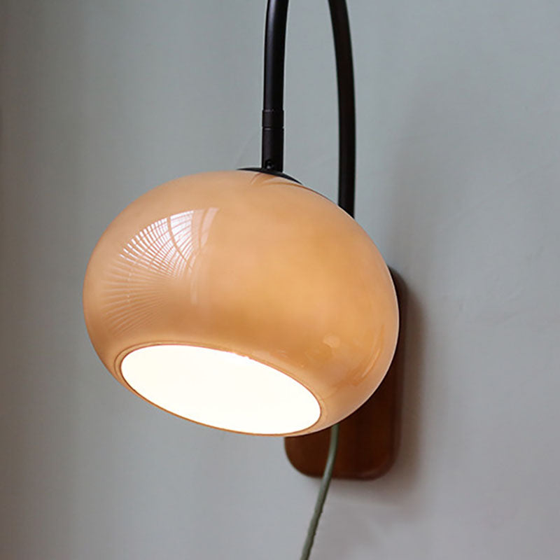 Minimal Glass Solid Wood Wall Lamp