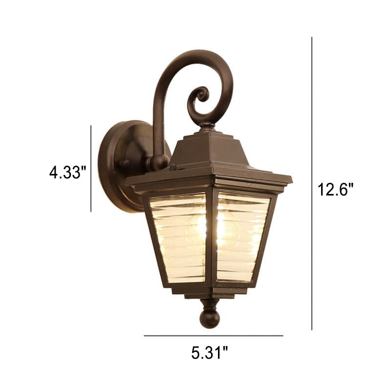 Striped Glass Square Cage Outdoor Light