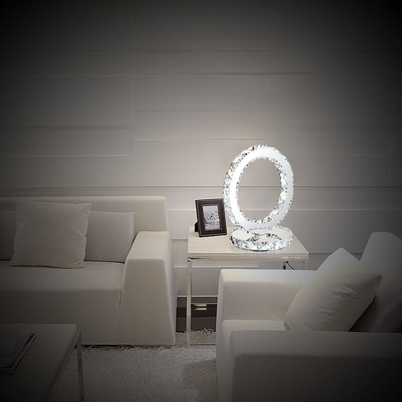 Crystal Round Stainless Steel Table Lamp
