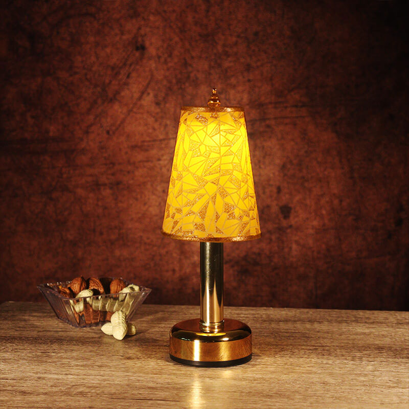 Floral Fabric Tapered Metal Table Lamp