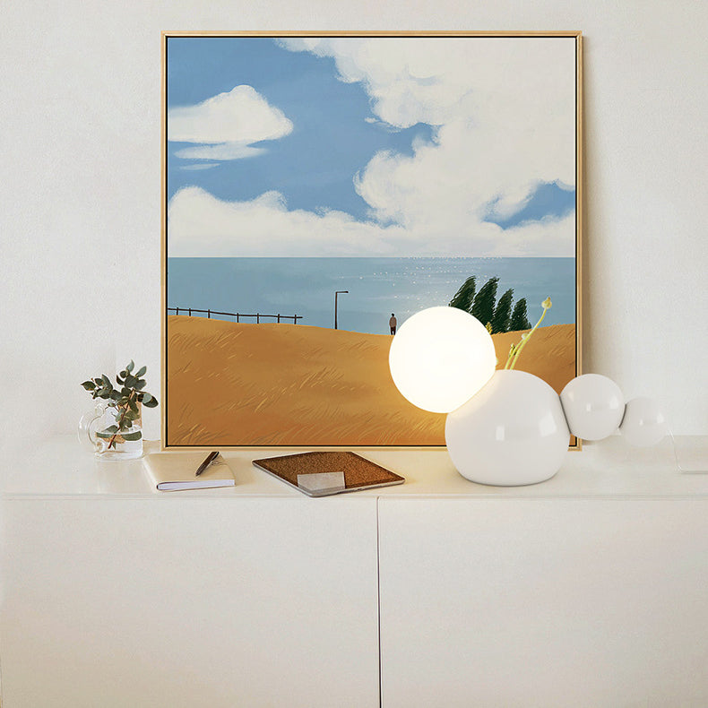 Cream Geometric Iron Globe Table Lamp