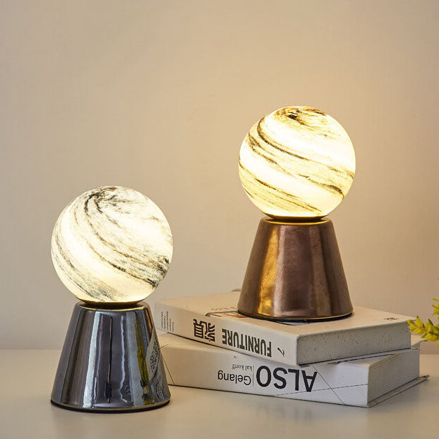 Orb Moon Ceramic Glass Table Lamp