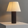 Cylinder Pleated Wood Fabric Table Lamp