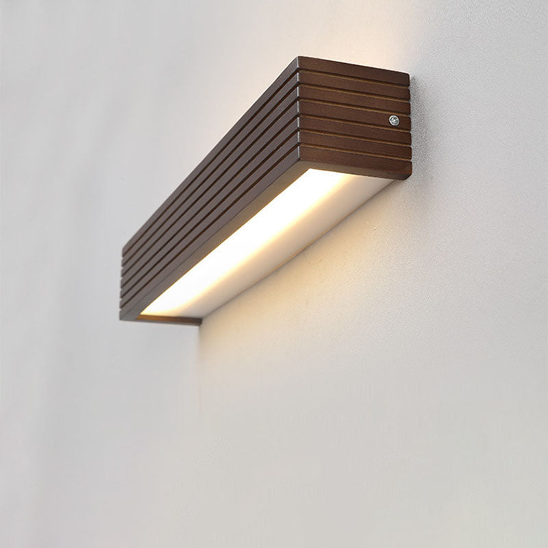 Striped Wood Cuboid Vanity Wall Lamp