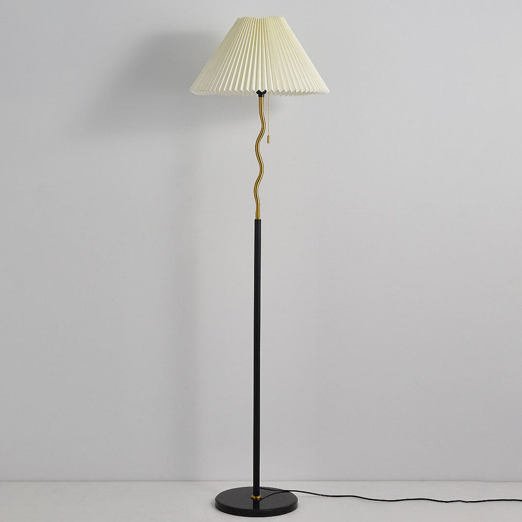 Pleated Cone Marble Floor Lamp