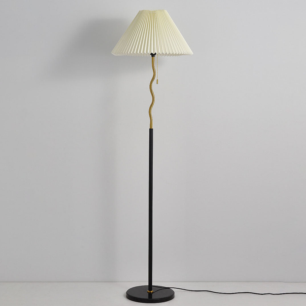 Pleated Cone Marble Floor Lamp