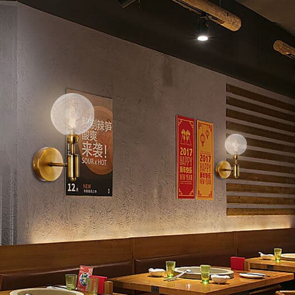 Iron Glass Ball 1/2 Wall Lamp