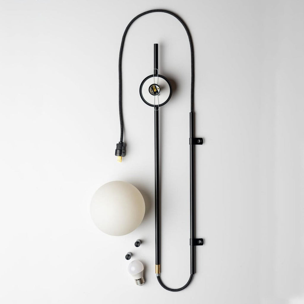 Long Pole Glass Globe1-Light Wall Lamp