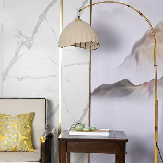 Vintage Fabric Marble Fishing Floor Lamp