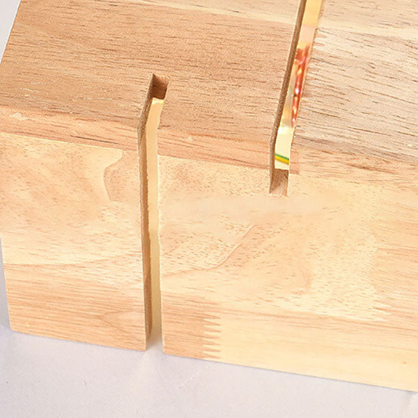 Wooden Square 2-Light Wall Lamp