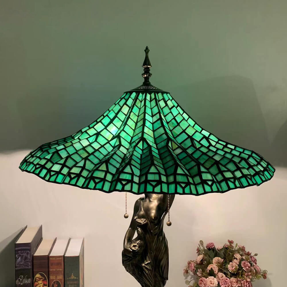 Umbrella Goddess Copper Stained 3-Light Table Lamp