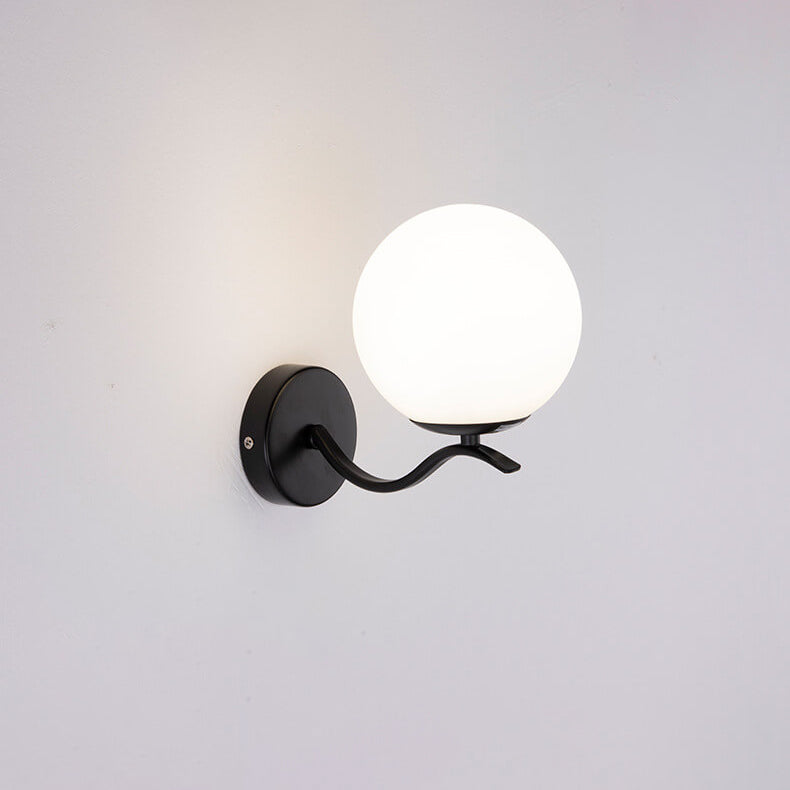 Iron Bracket Spherical Glass Wall Lamp