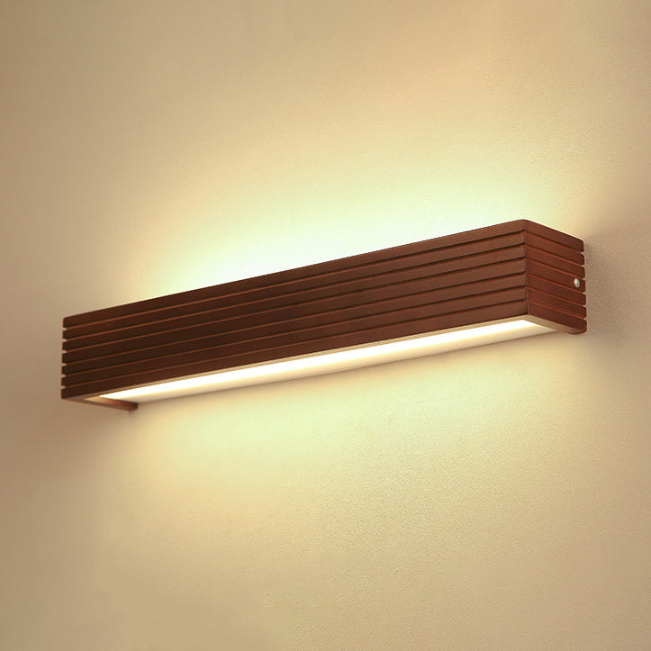 Striped Wood Cuboid Vanity Wall Lamp