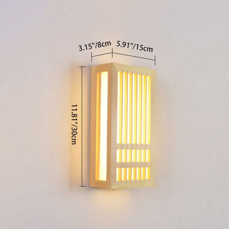 Solid Wood Acrylic Rectangular Wall Lamp