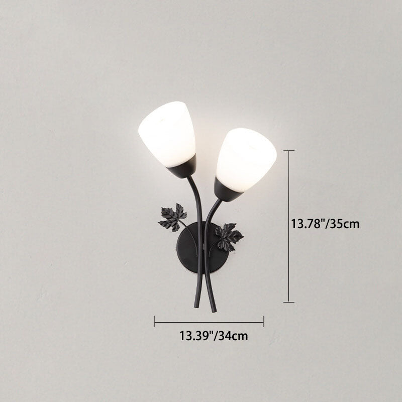 Iron Glass Flower Bud Wall Lamp