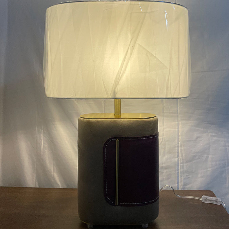 Rectangular Oval Leather Iron Table Lamp