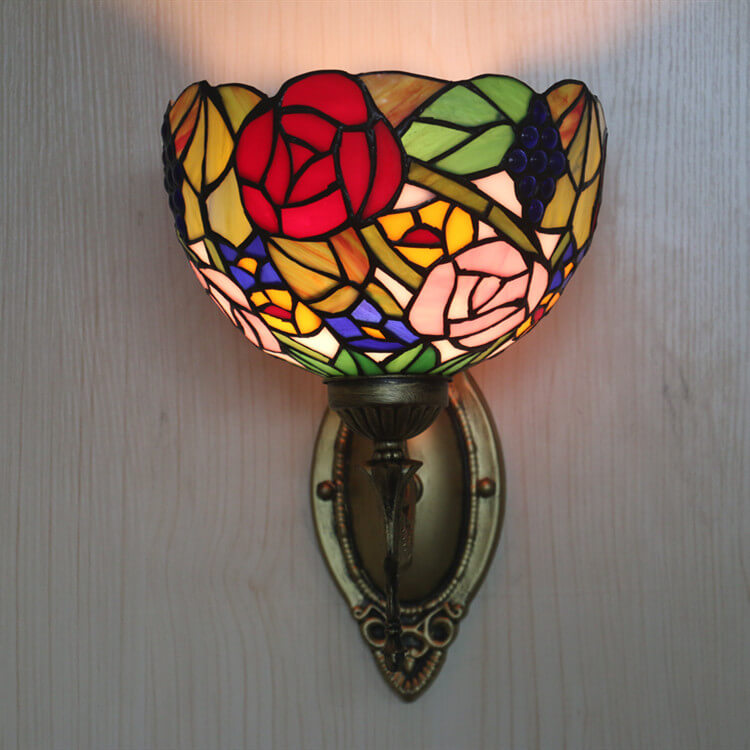 Grape Flower Bowl Stained Wall Lamp