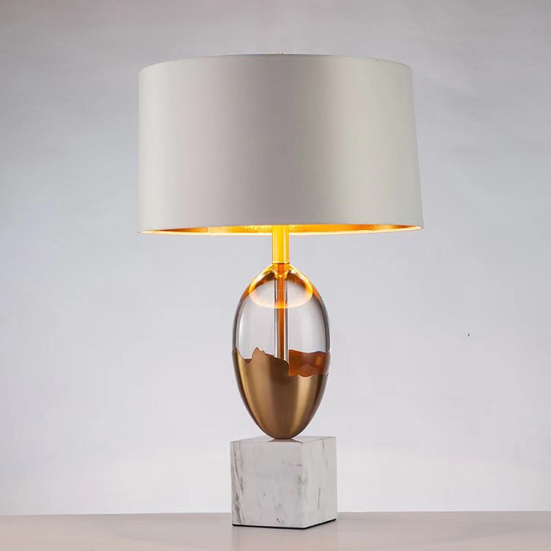 Fabric Crystal Marble Bedroom Table Lamp