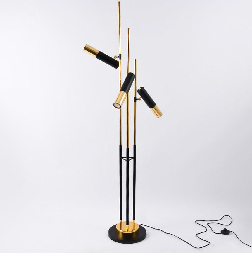 Cylindrical Aluminum Rotation 3-Light Floor Lamp