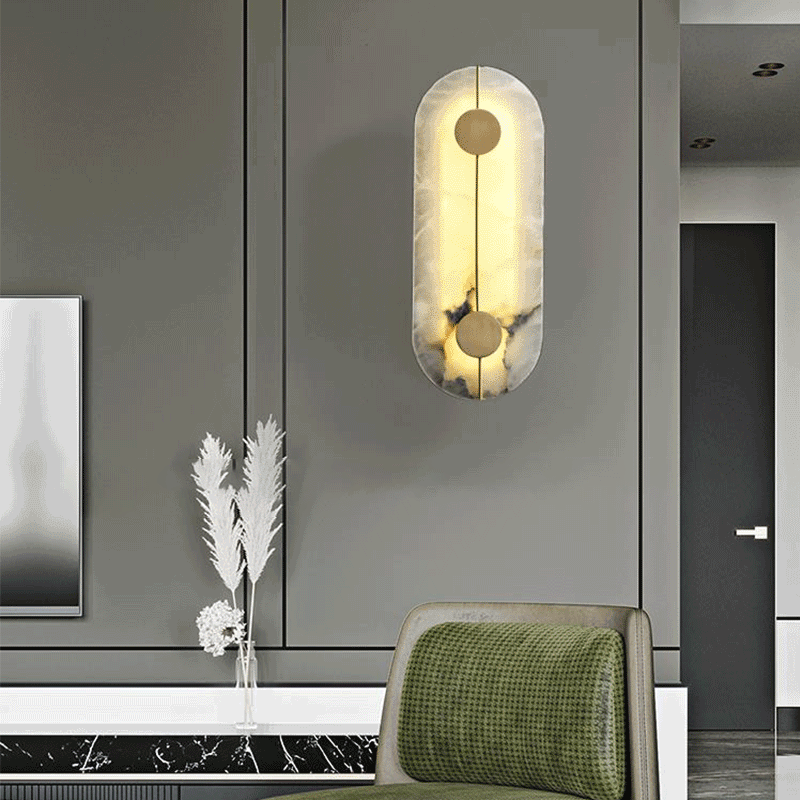 Copper Marble Round Elliptical Wall Lamp