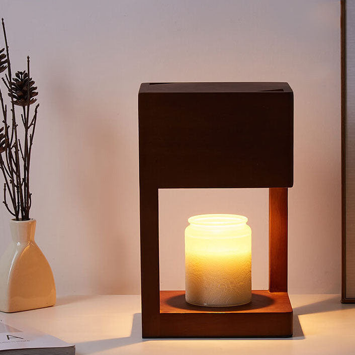 Minimal Rectangular Wooden Melting Table Lamp
