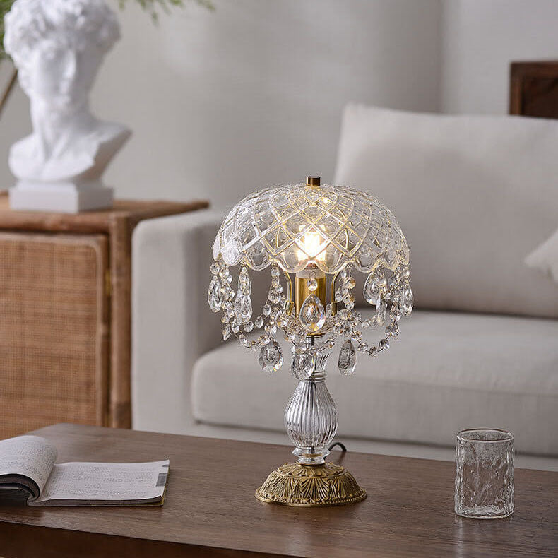 Clear Crystal Round Tassel Table Lamp