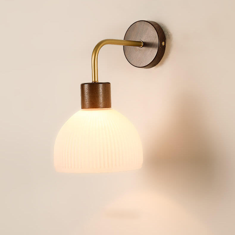 Walnut Striped Glass Dome Wall Lamp