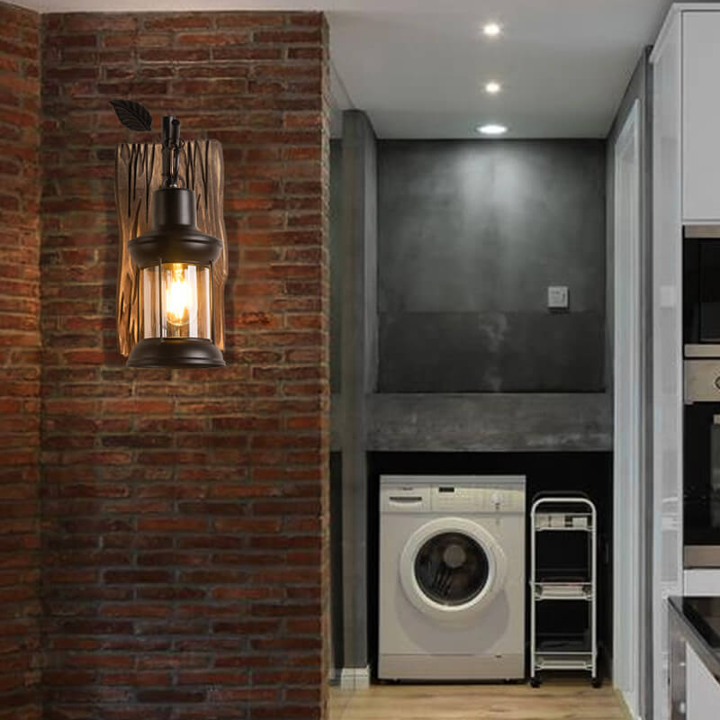 Wood Iron Wall Lamp