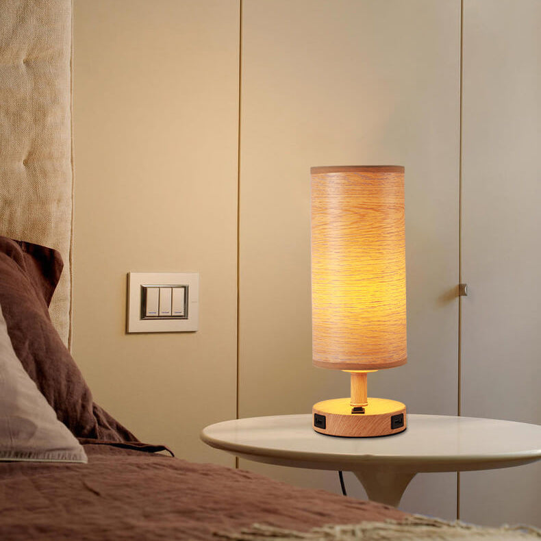 Wood Grain Fabric Table Lamp