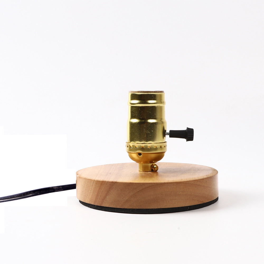 Glass Solid Wood Bedroom Table Lamp