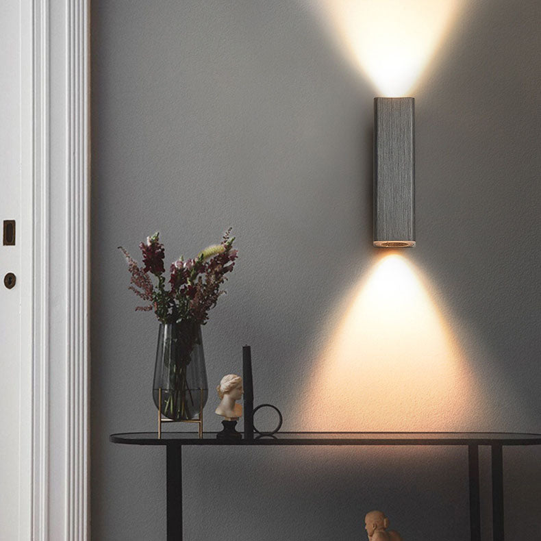 Brushed Aluminum Rectangular Column Wall Lamp