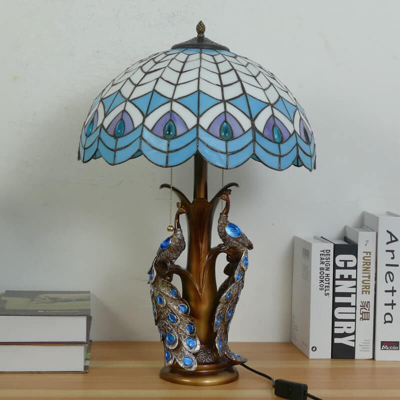 Stained Glass Resin Dome 2-Light Table Lamp