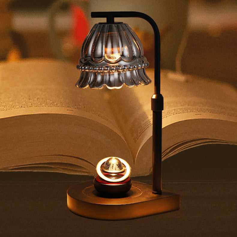 Flower Type Wooden Glass Table Lamp