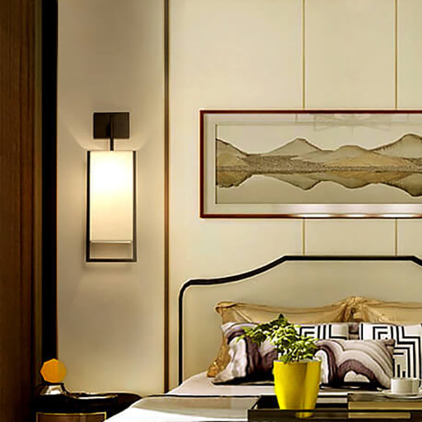 Square Fabric Iron Frame Wall Lamp
