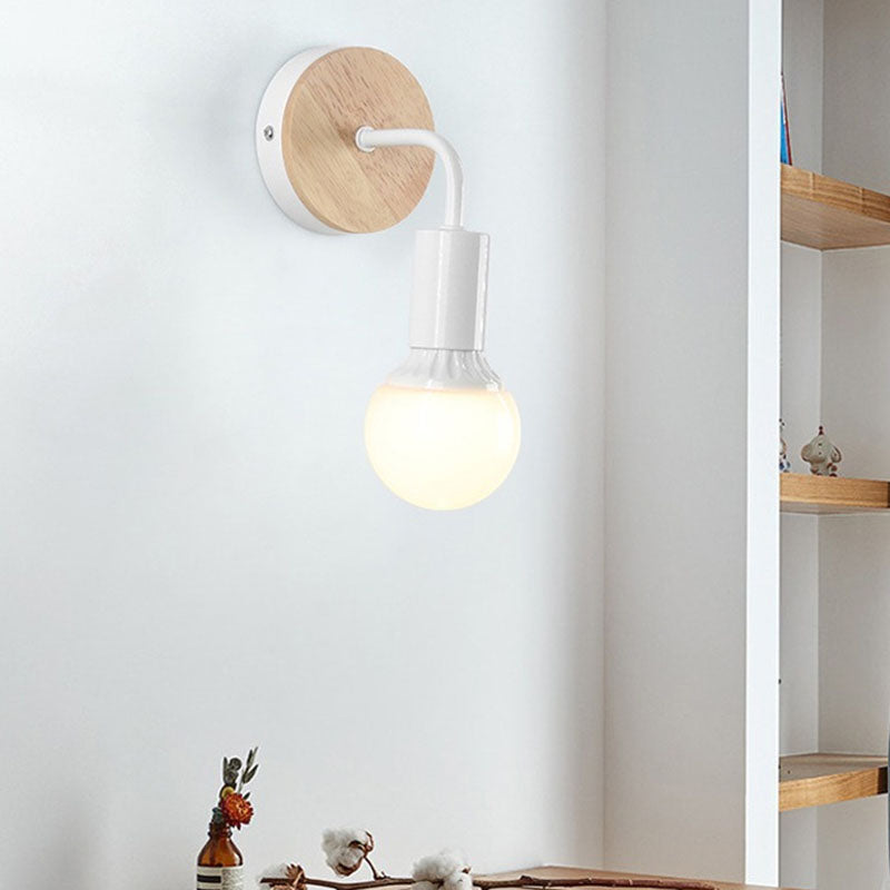 Bent Wood Iron Bedroom Wall Lamp