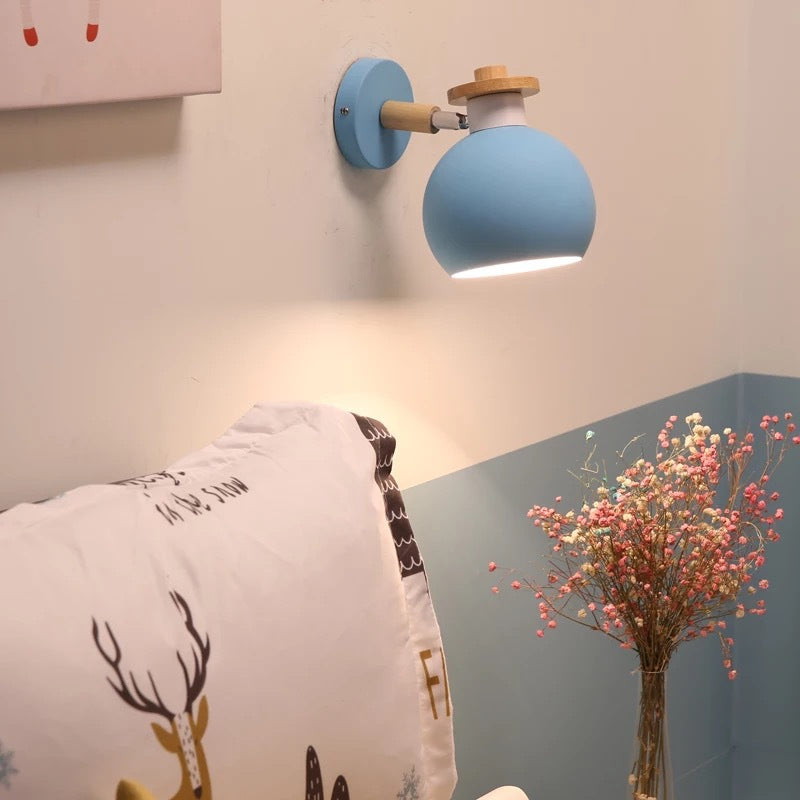 Dome Wood Macaroon Wall Lamp