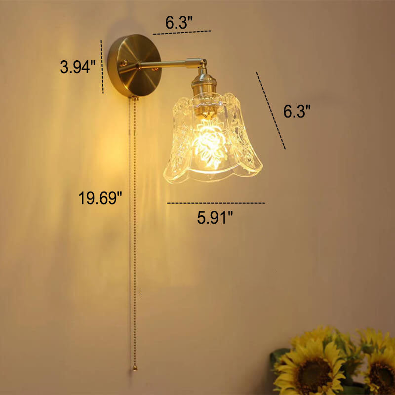 Brass Glass Pull Wire Wall Lamp