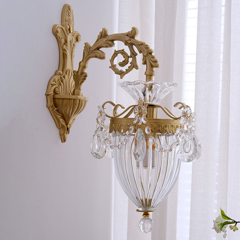Court Lantern Brass Crystal Wall Lamp