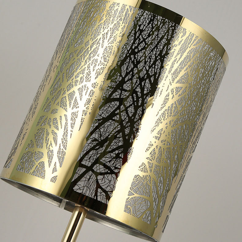 Stainless Steel Column Carved Table Lamp
