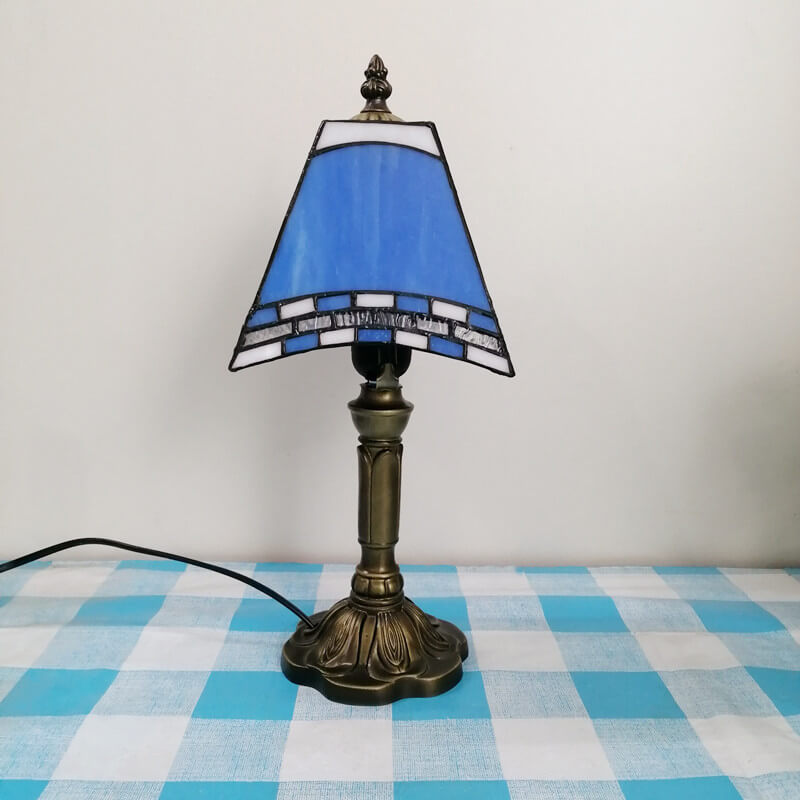 Square Stained Glass Iron Table Lamp