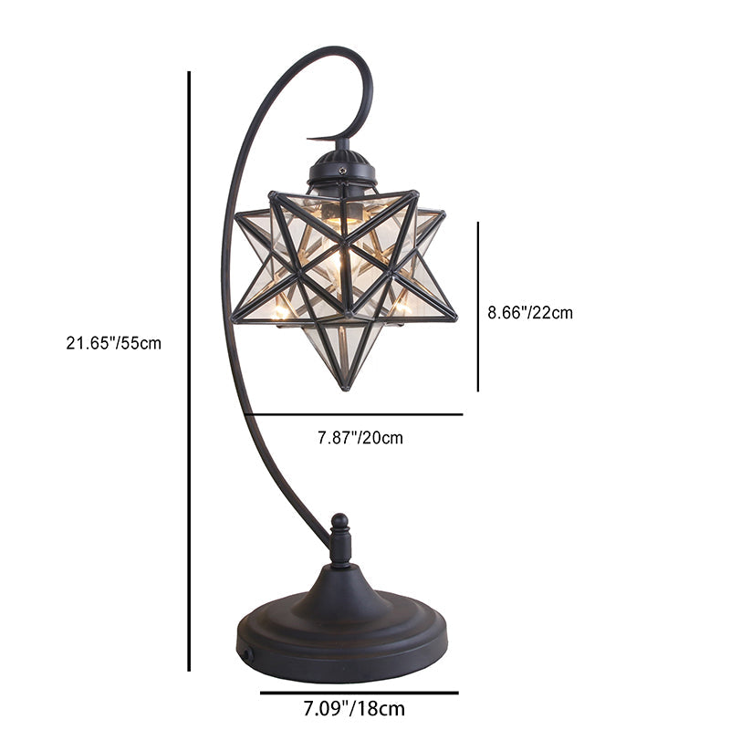 Pentagram Iron Glass Bedroom Table Lamp