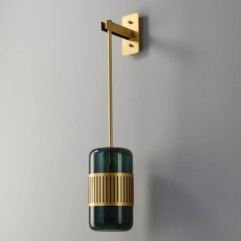 Iron Glass Cylindrical Bedroom Wall Lamp