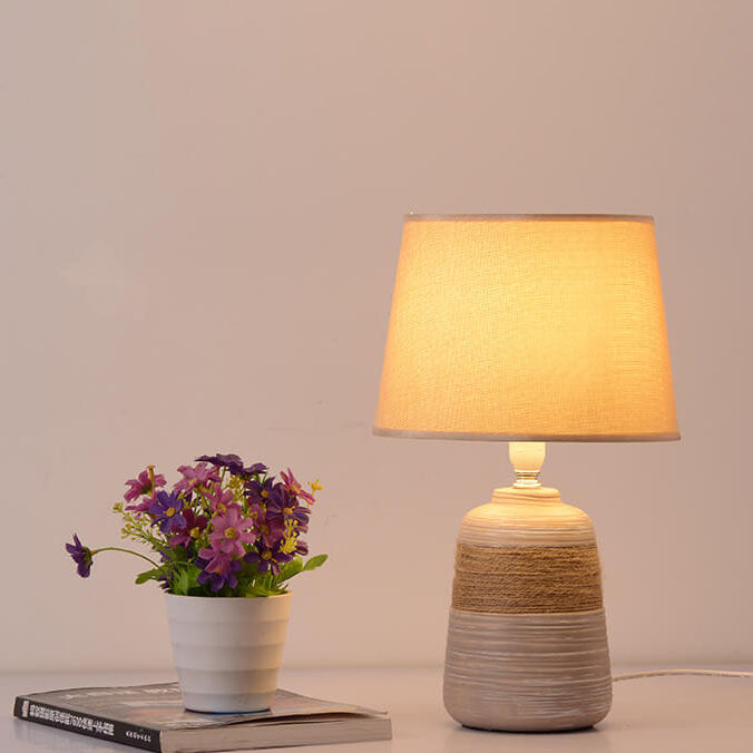 Fabric Ceramic Jar Table Lamp