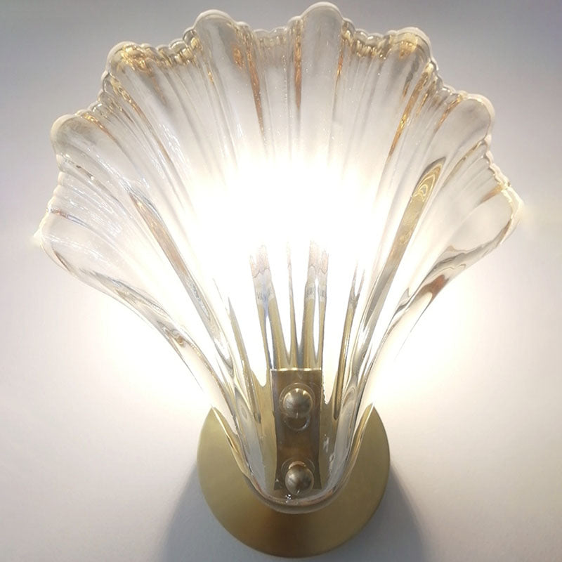 Scalloped Shell Amber Glass Wall Lamp