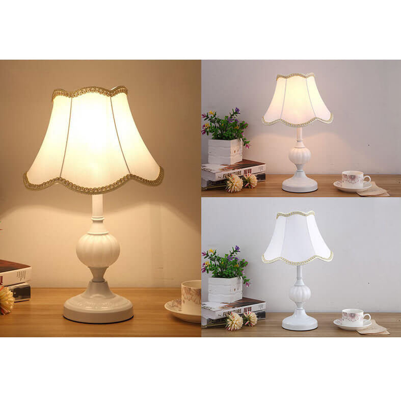Floral Glass Fabric Table Lamp