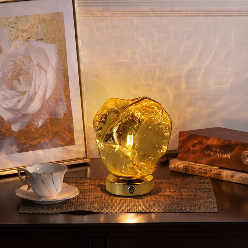 Lava Stone Glass Table Lamp